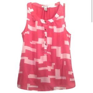 Kenneth Cole Reaction Geometric Sleeveless Top in Hot Pink/White Women’s Medium